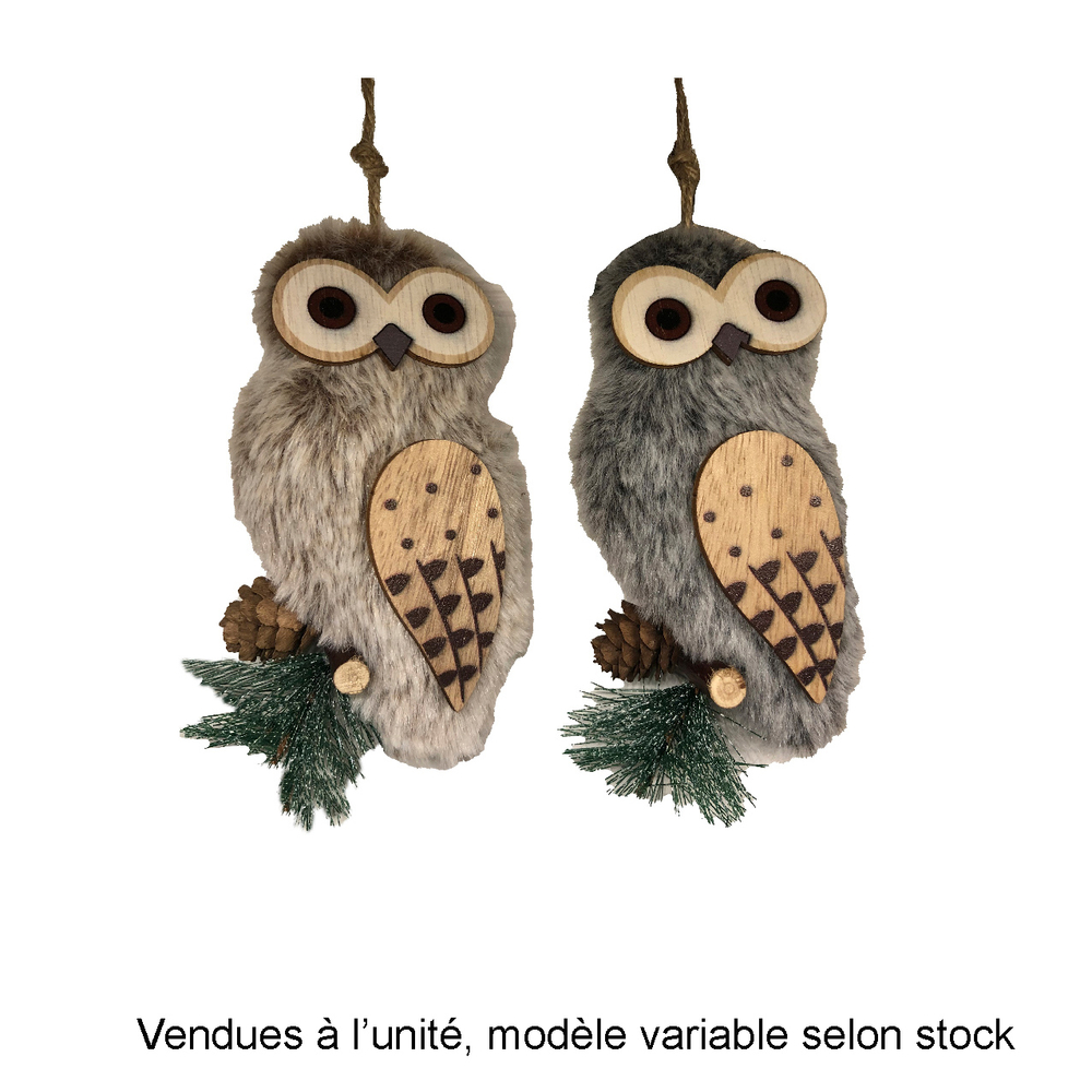 Suspension chouette pomme de pin H.13,5cm
