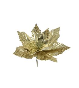 Suspension de Noël : fleur à clipser, coloris or clair - D.30cm