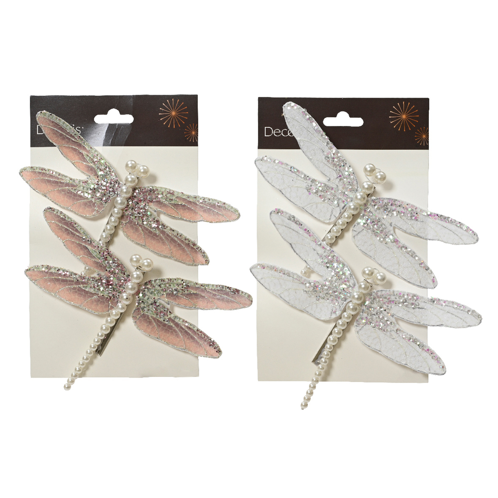 Libellule à clipser velours H17 cm