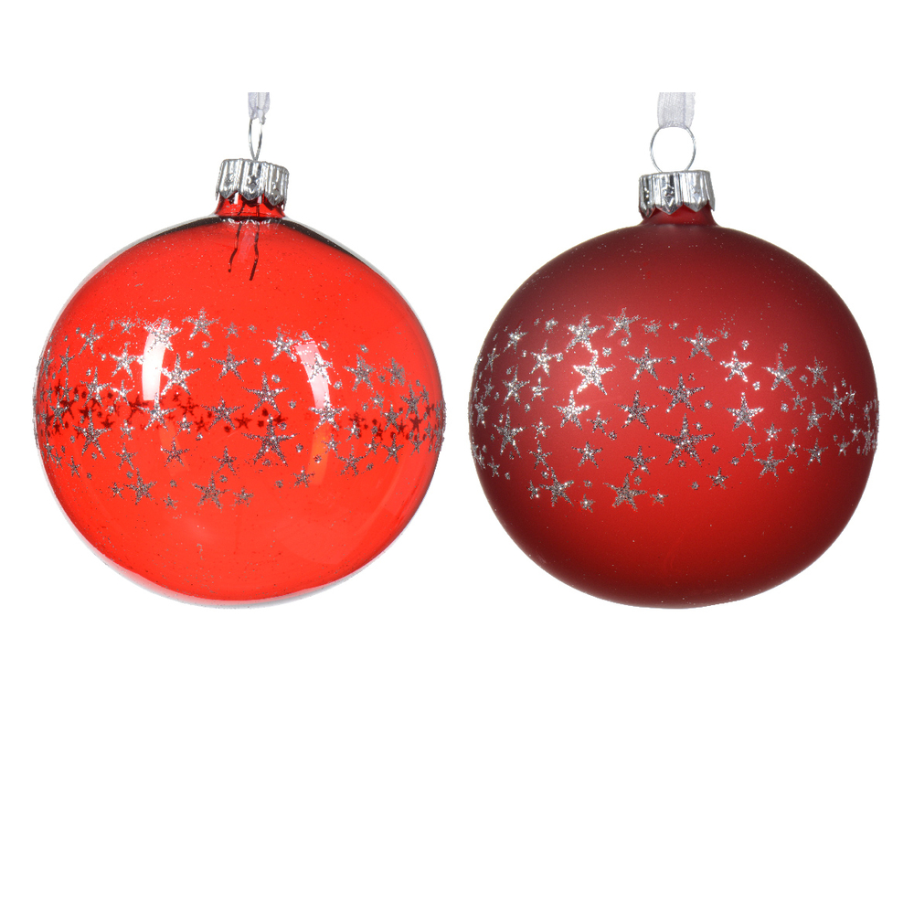 Boule verre rouge noel D 8 cm