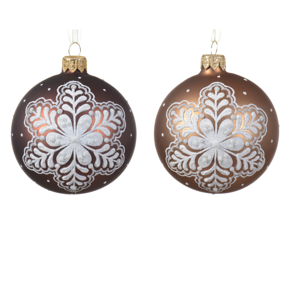 Boule verre flocon D 8 cm