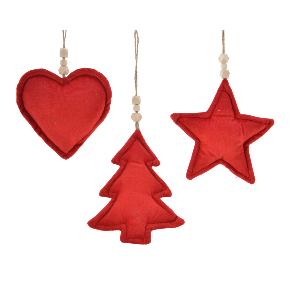 Suspension figurine velours rouge