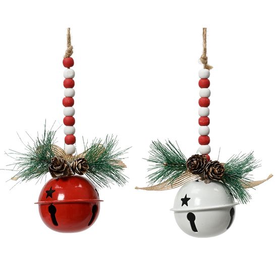 Suspension de Noël en métal : clochette pomme de pin