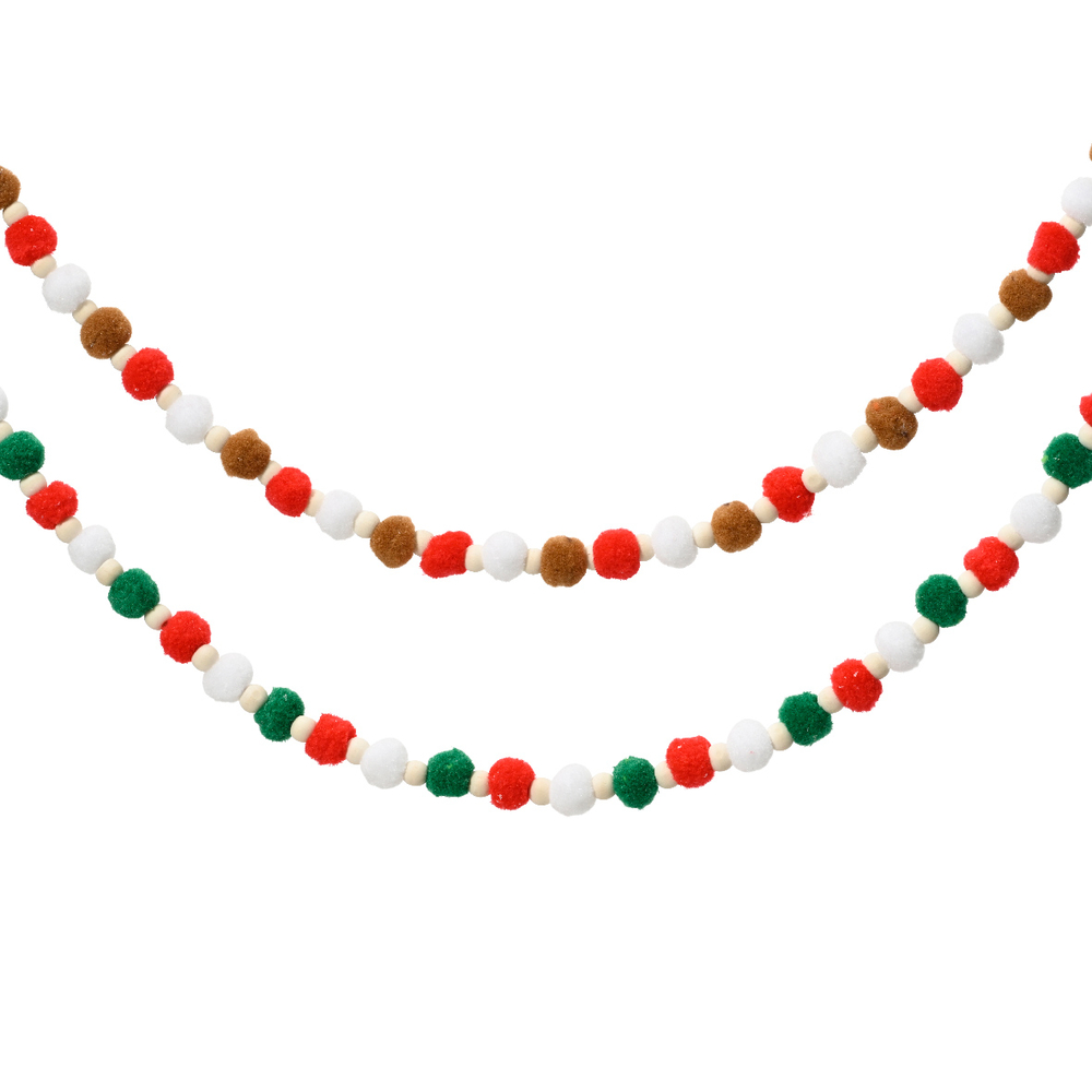 Guirlande décorée de boulettes en polyester à suspendre H.1m50