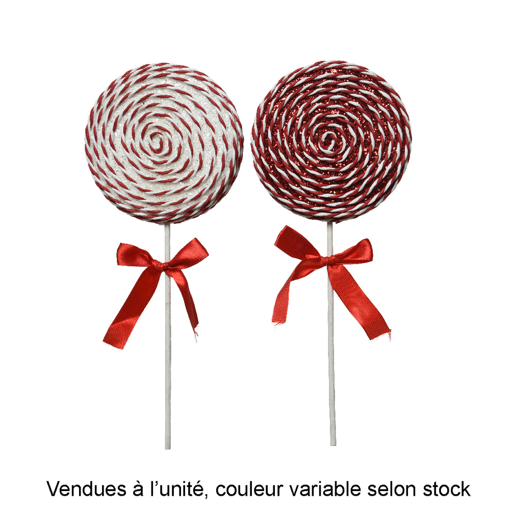 Suspension de Noël en mousse : sucette avec nœud - H.28cm