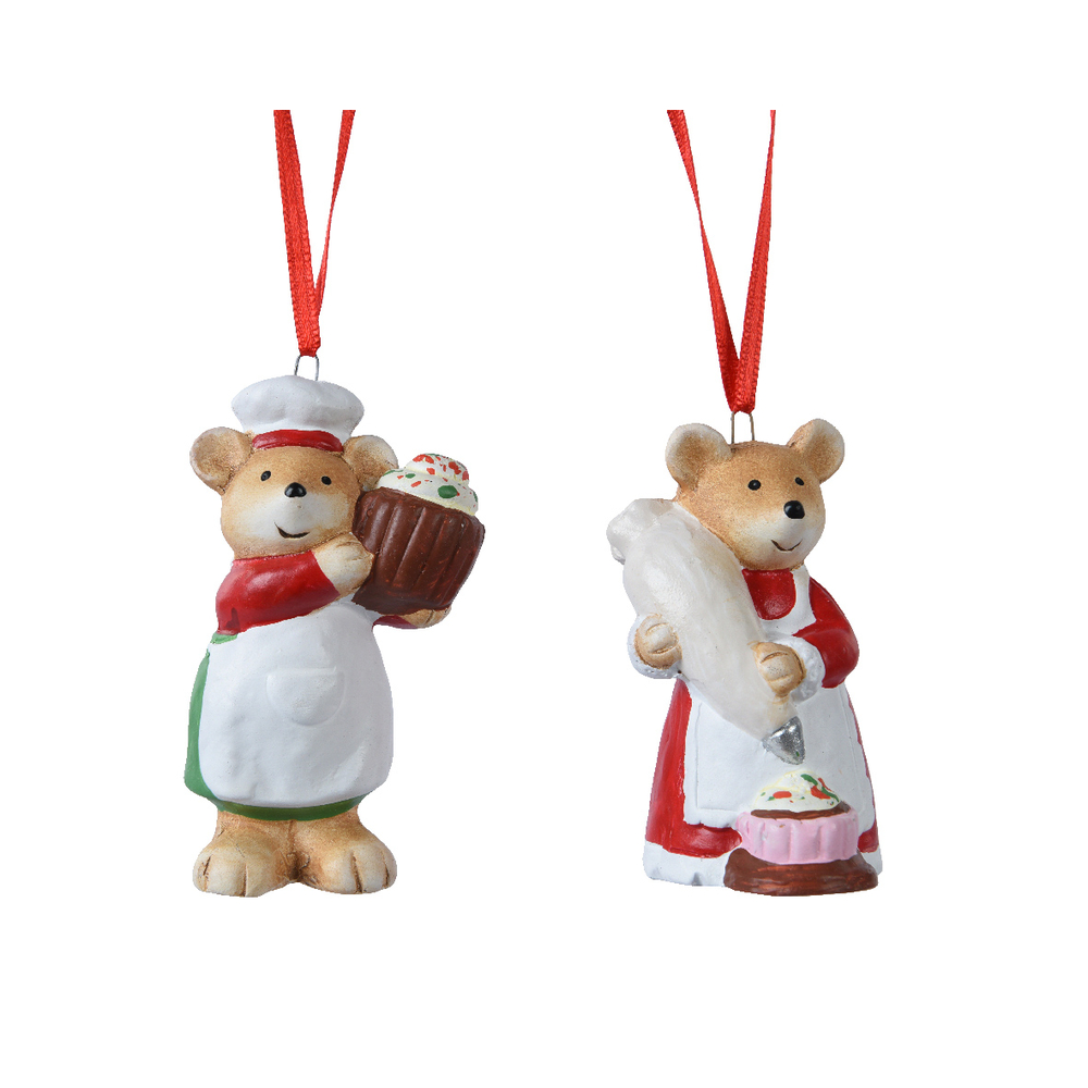 Suspension souris terre cuite patisserie h 8 cm