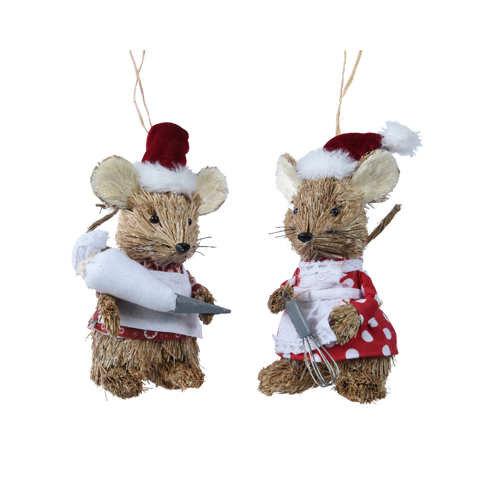 Suspension souris herbe cuistot h 6 cm