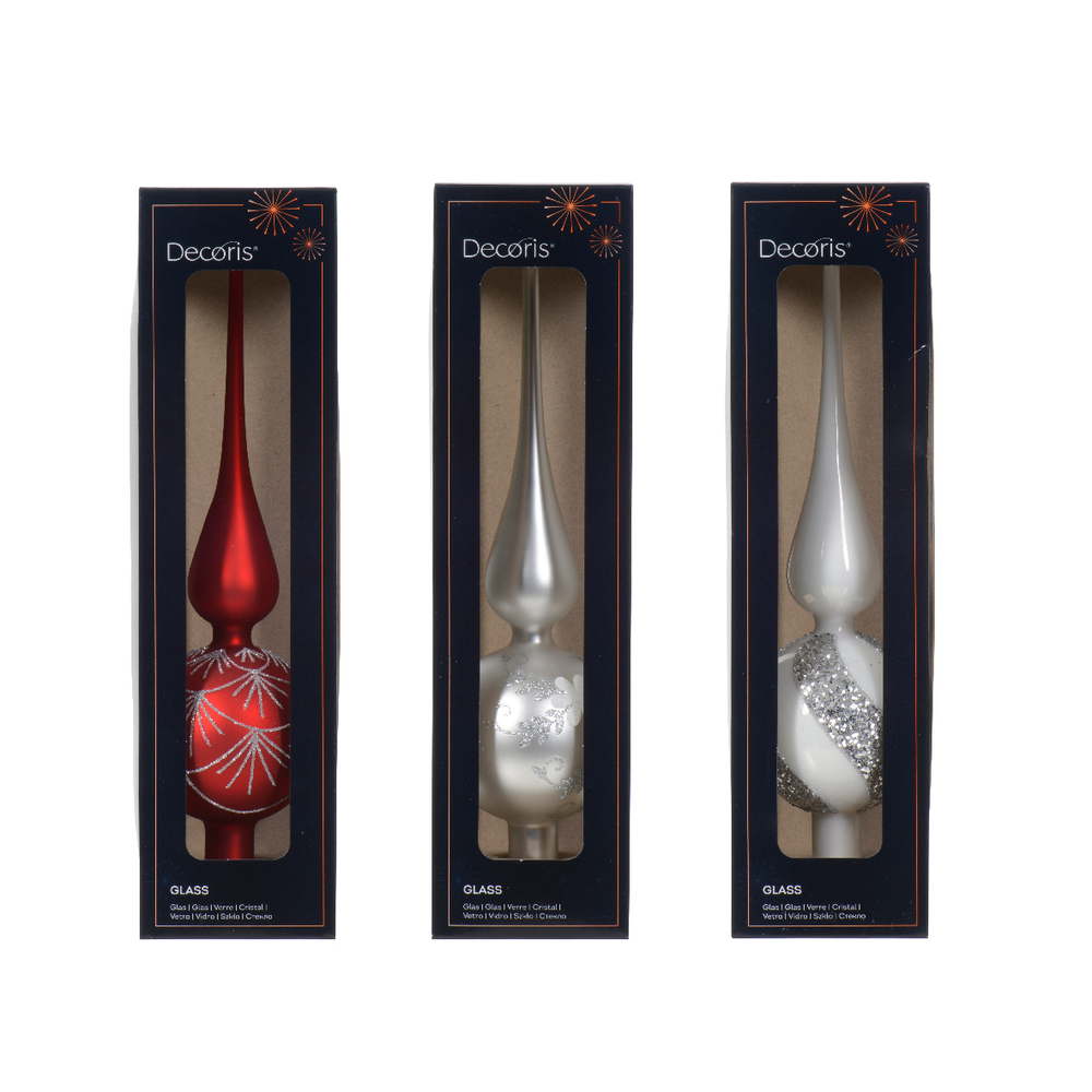 Cimier en verre blanc et rouge H31cm