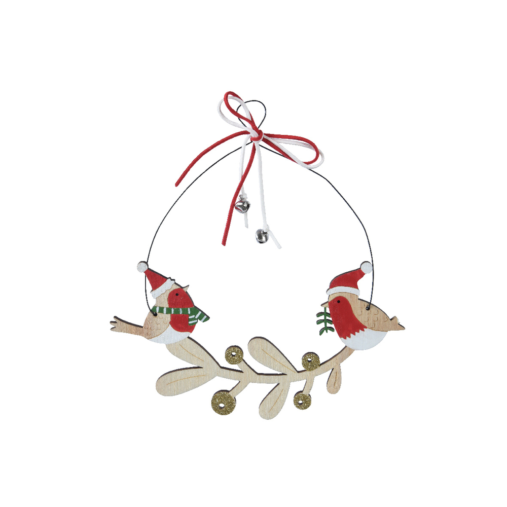 Couronne en bois pour décoration de sapin de Noël - H.22,5cm