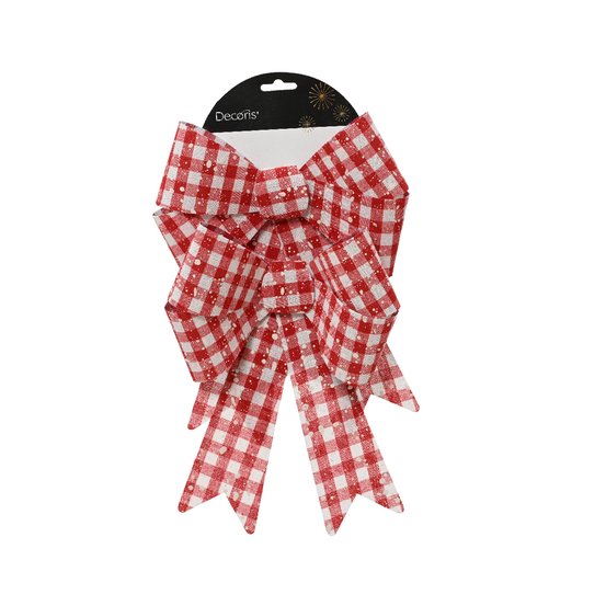 Nœud polyester vichy rouge/blanc - H.29cm