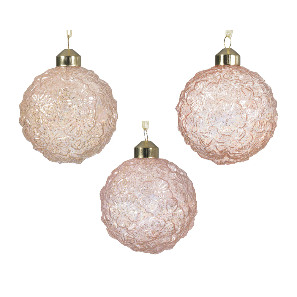 Boule de Noël en verre avec paillettes, finition irisée - D.8cm