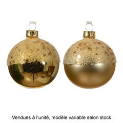 Boule de Noël en verre : ballotine haut étoile, coloris or - D.6cm