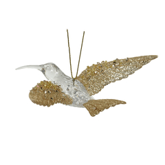 Suspension de Noël : colibri transparent et pailleté - H.5cm