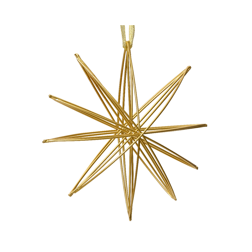 Suspension de Noël en métal : étoile, coloris or - H.20cm
