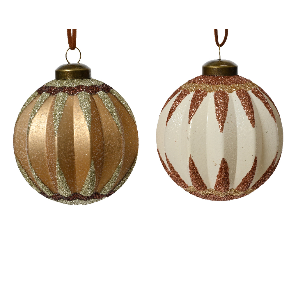 Boule de noël verre avec paillettes transparent tout autour D 8 cm