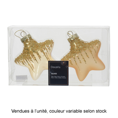 Suspension de Noël en verre : étoile pailletée avec perles, coloris or