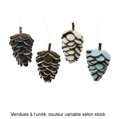 Suspension de Noël en laine : pomme de pin - H.12cm