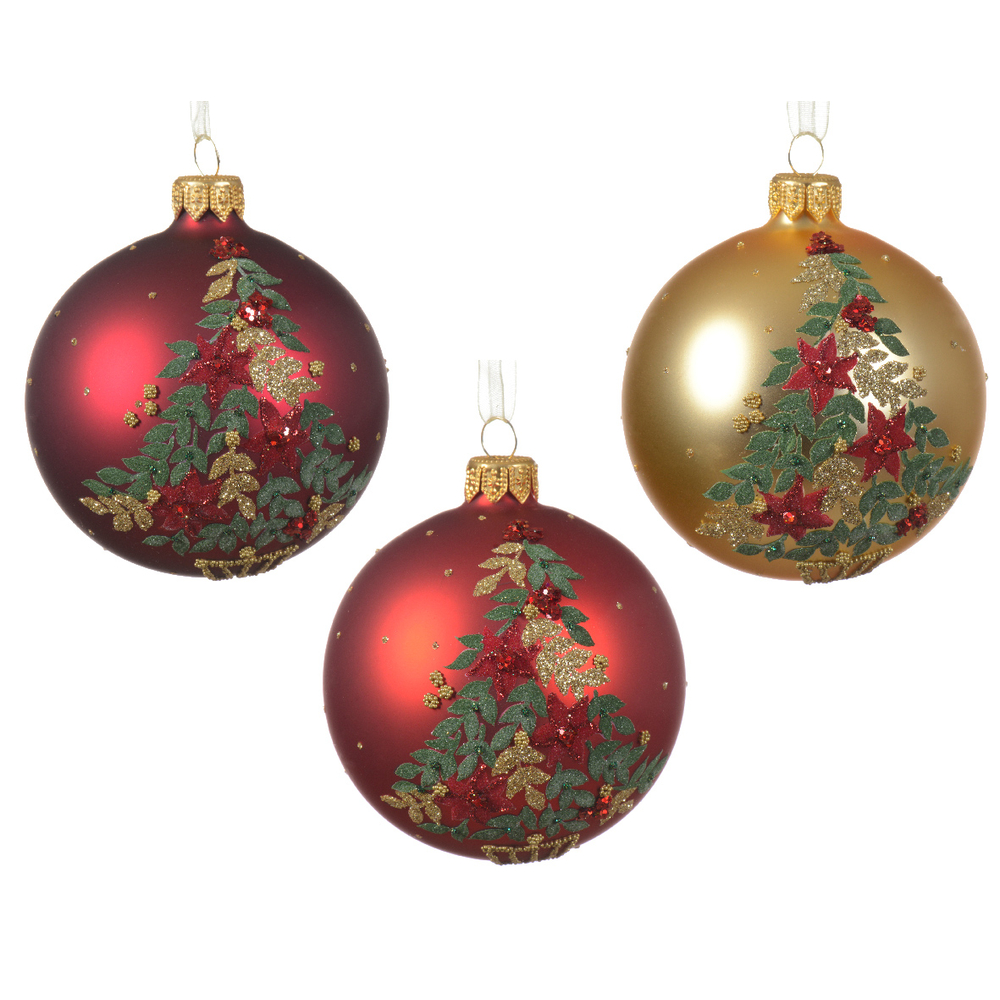 Boule de Noël en verre : sapin, plusieurs coloris disponibles - D.8cm