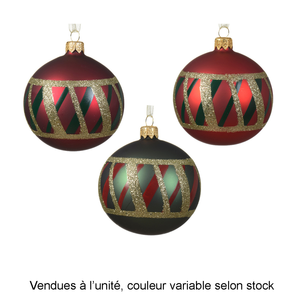 Boule de Noël verre carreaux - D.8cm