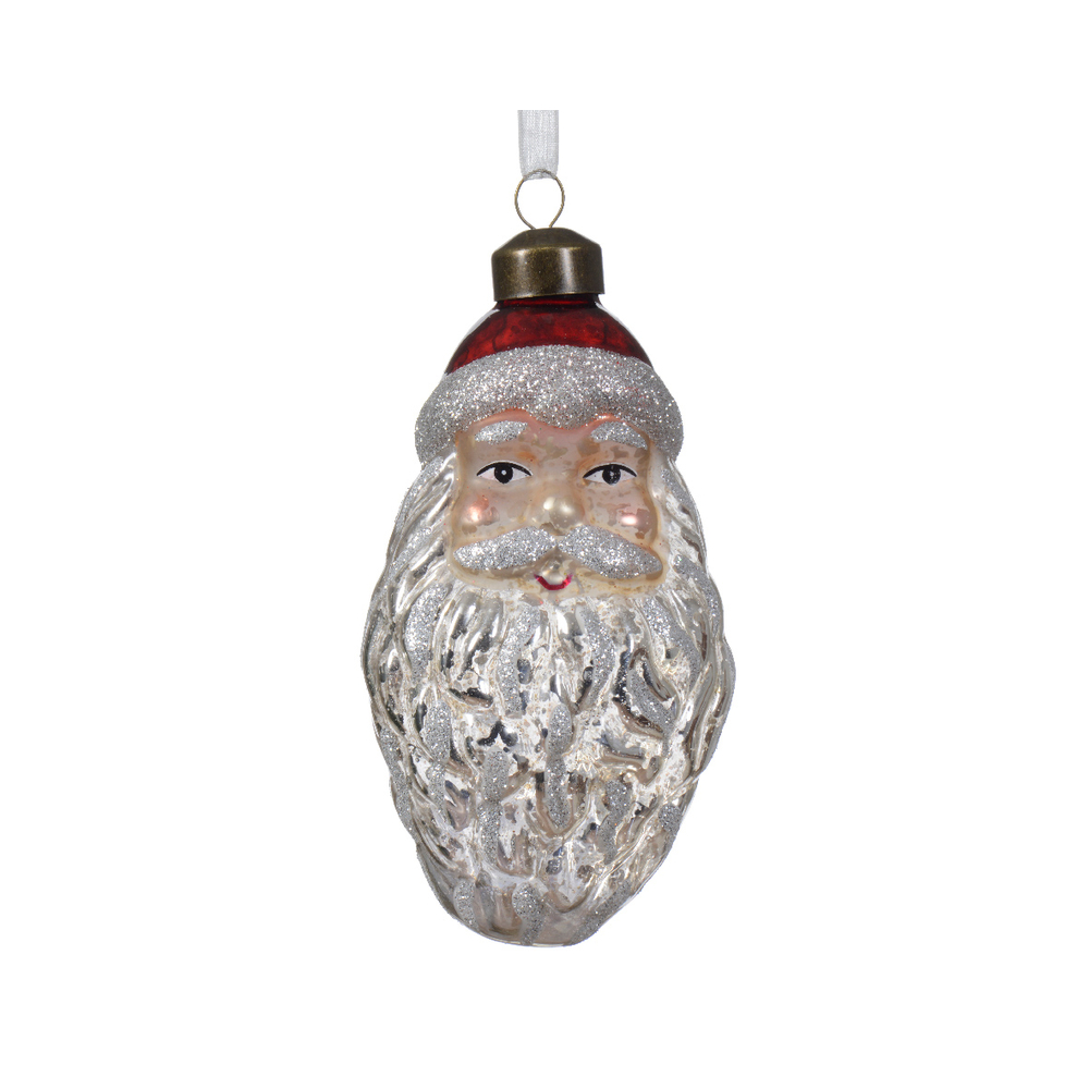 Suspension en verre pour sapin : père Noël, coloris rouge - H.12cm