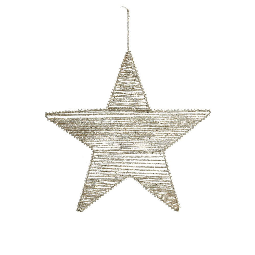 Suspension de Noël en métal : étoile, coloris champagne - H.25cm