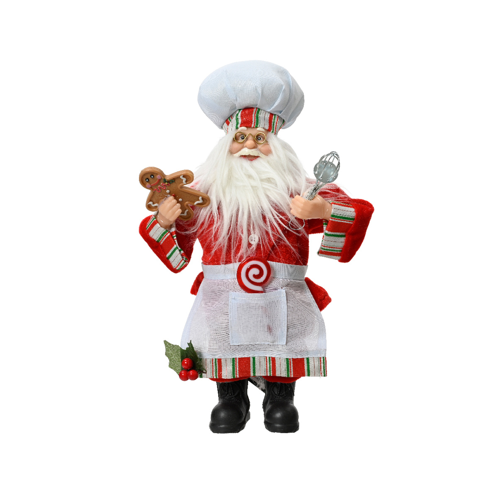 Père noël Chef cuisinier en polyrésine H. 30cm