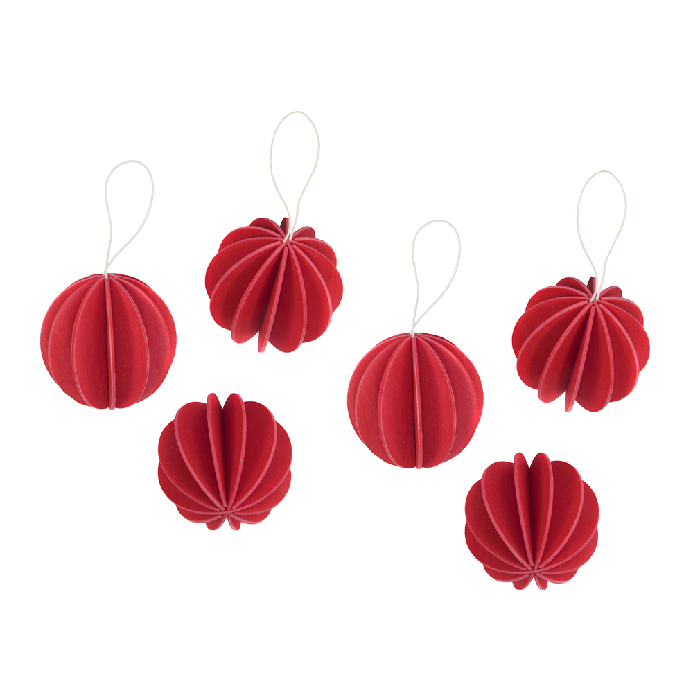 Boules de noël en bois à assembler d.4cm rouge x6