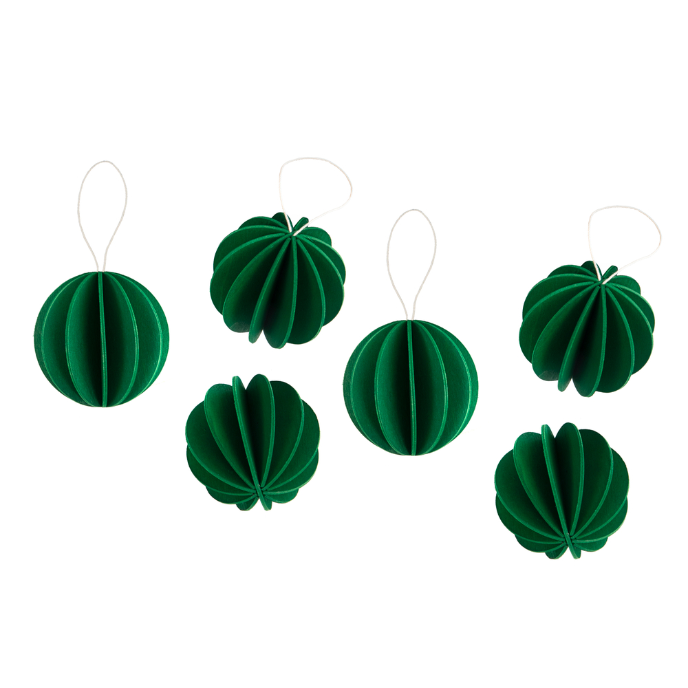 Boules de noël en bois à assembler d.4 cm vert foncé x6