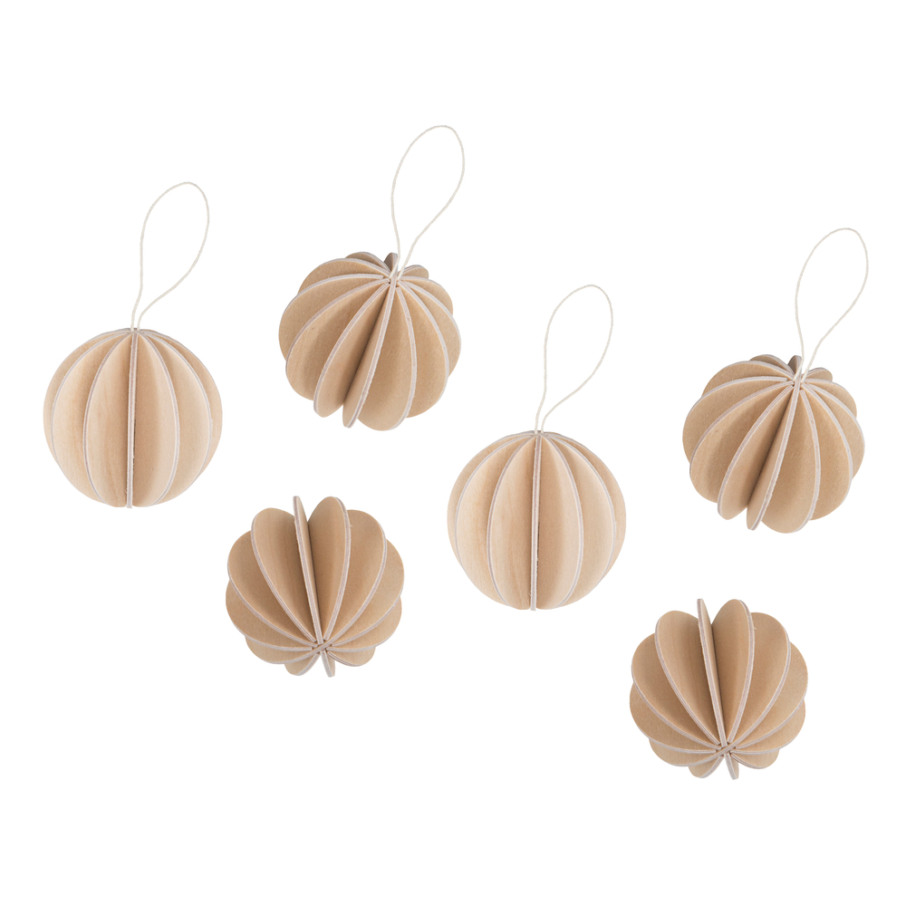 Boules de noël en bois à assembler d.4 cm naturel x6