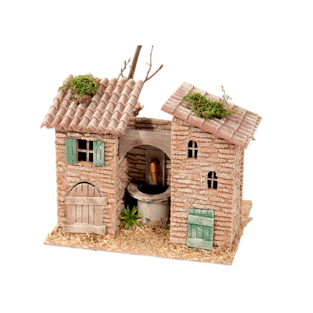 Décor village provençal : fontaine entre bourg