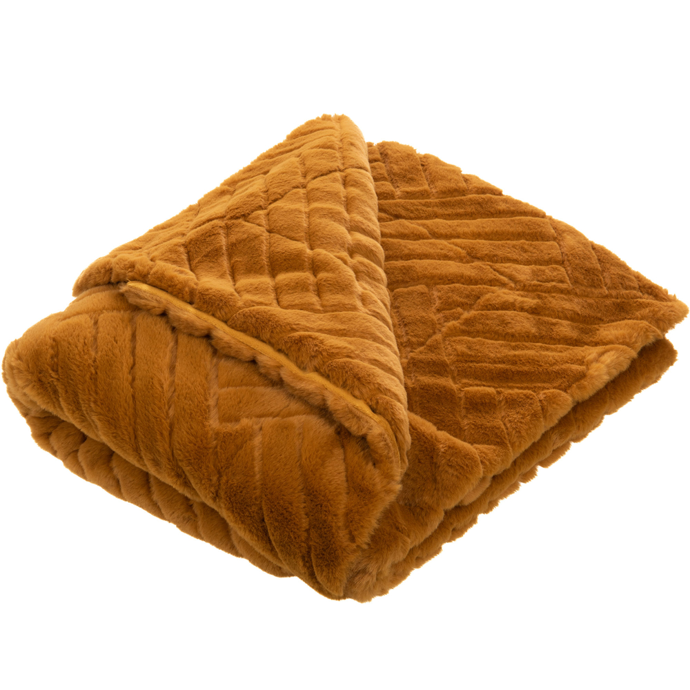 Plaid 'Victoria', coloris camel - L.170xl.130cm