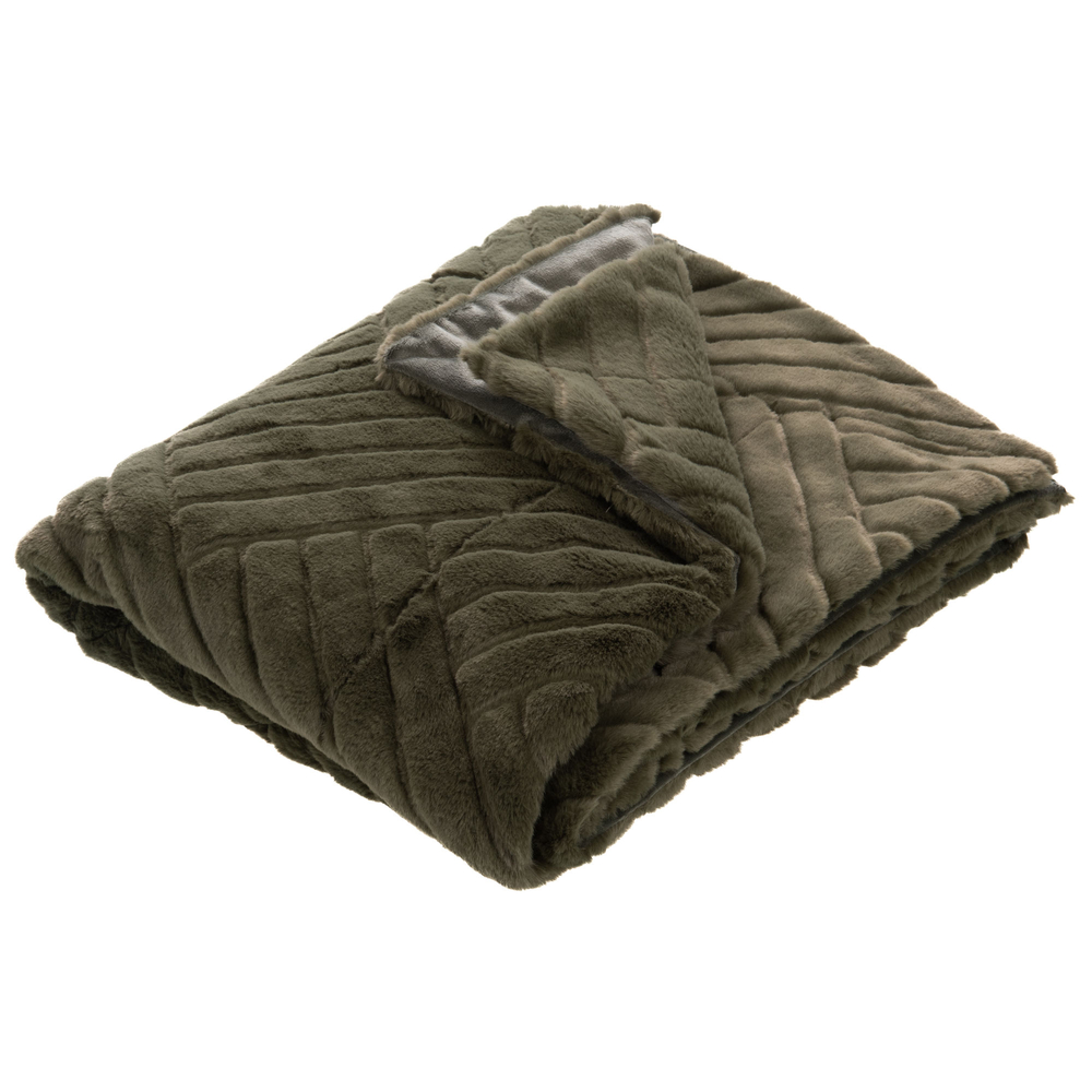 Plaid 'Victoria', coloris kaki - L.170xl.130cm