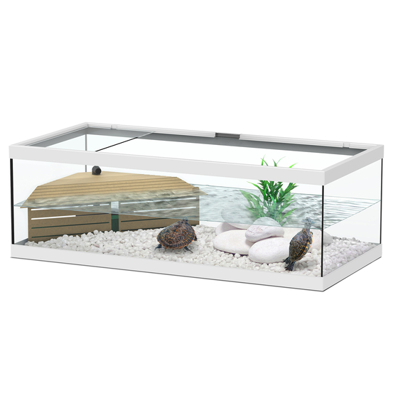 Aquarium pour tortue aquatique équipé blanc L.75 x l.36 x H.25 cm