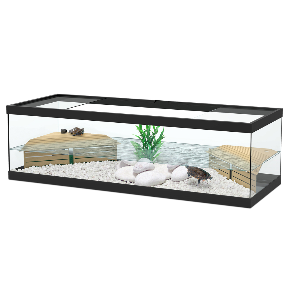 Aquarium pour tortue aquatique équipé noir L.104 x l.40 x H.30 cm