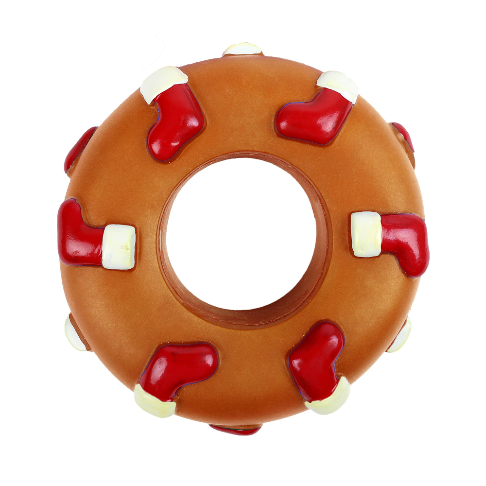 Jouet Donut botte de Noël avec sifflet pour chien