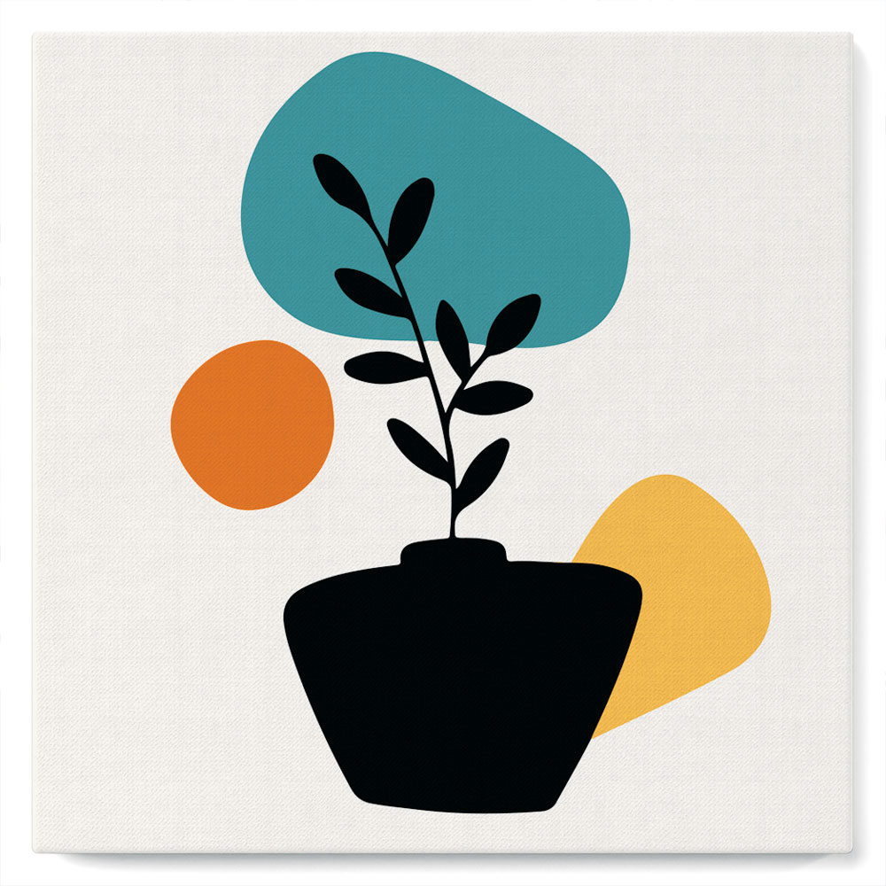 Mini Peinture par Numéros 20x20cm avec cadre Plante et Pot noir