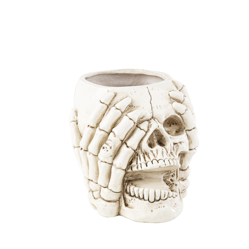 Vase Tête de mort en verre blanc 13 x 12 x 16 cm