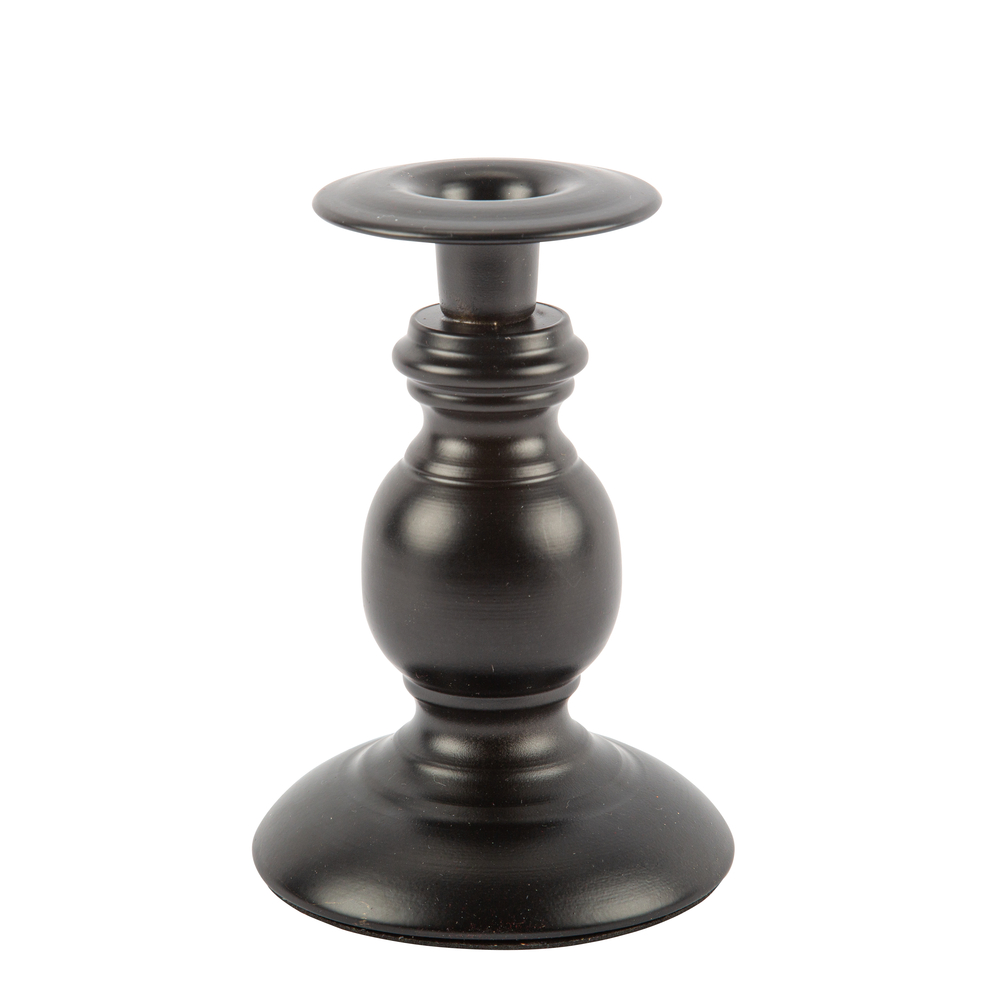 Bougeoir baroque en résine noir mat