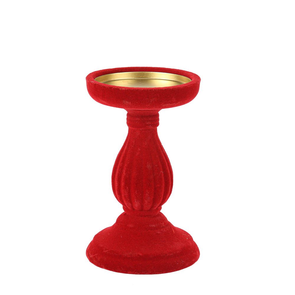 Bougeoir Baroque Velours Rouge