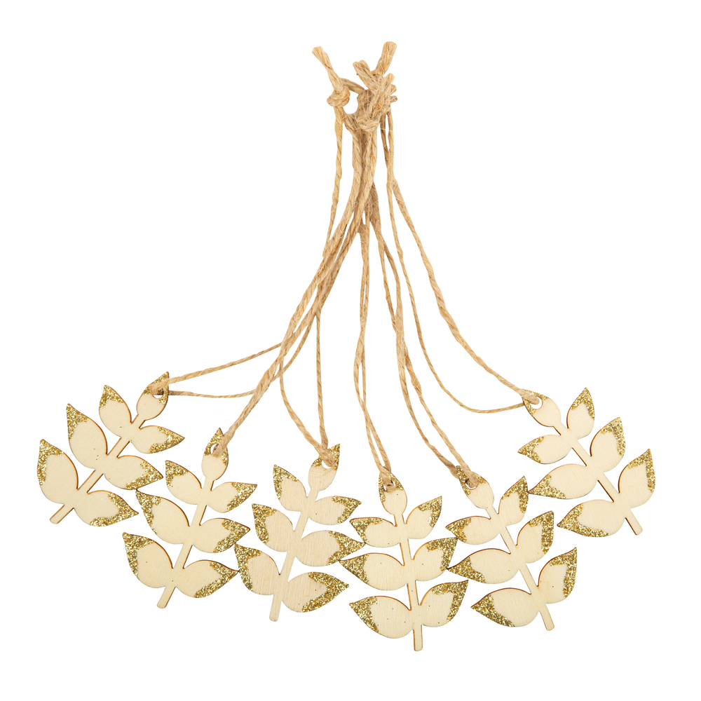 Etiquettes Feuilles Laurier Bois x6