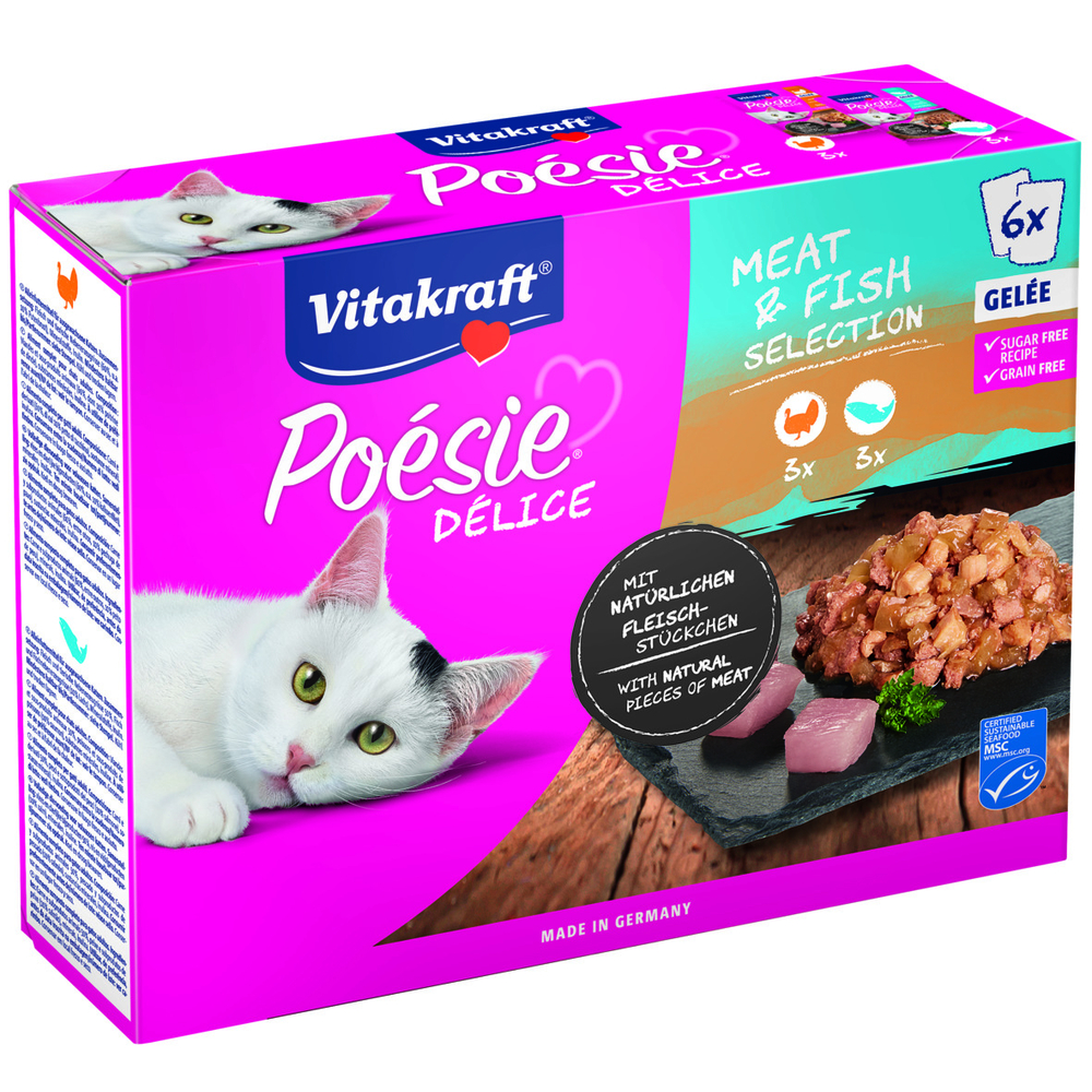 Multipack Poésie Délice pour chat - Viande & poisson en gelée 6x85g