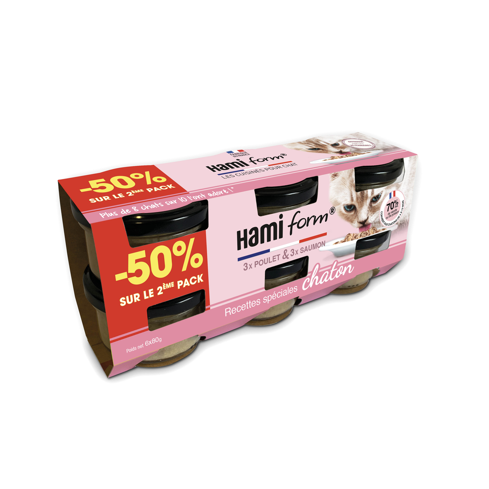 Pack de 6 - Recettes Poulet et saumon pour Chaton -50% sur 2eme pack