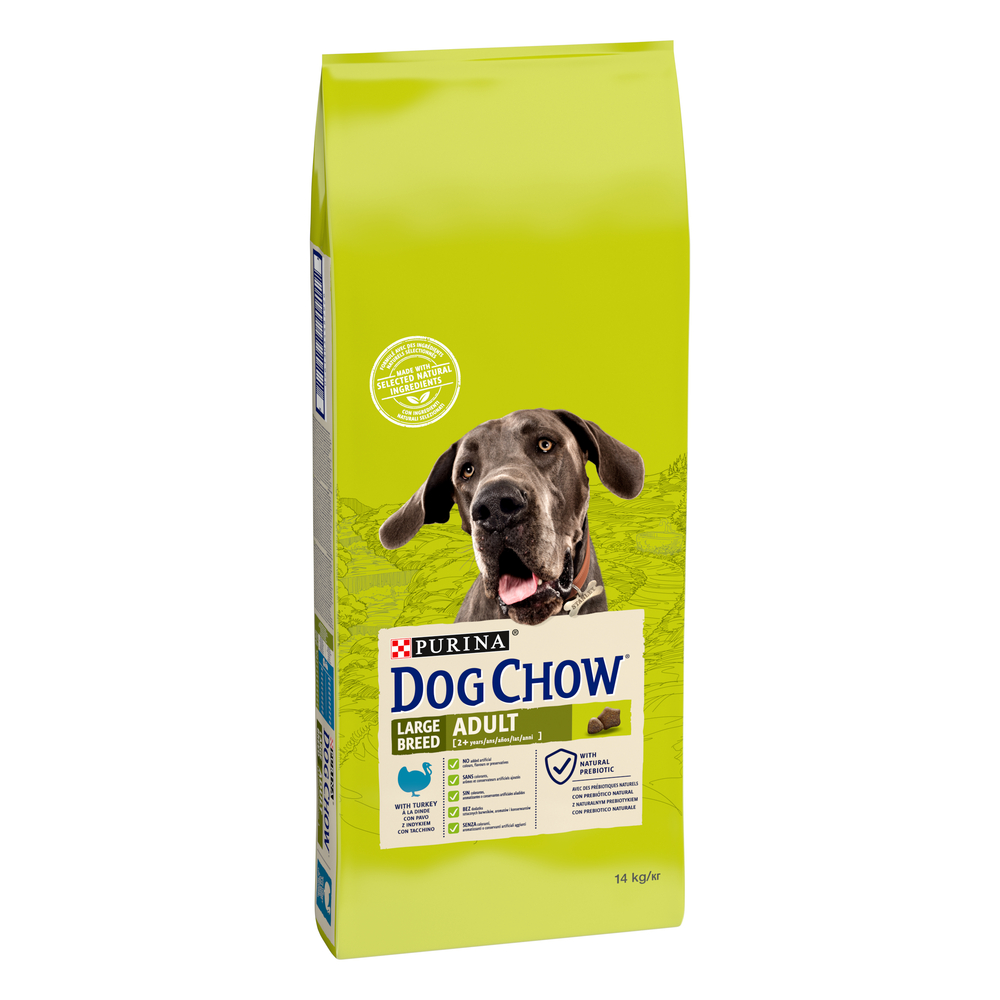 Croquettes Dog Chow Large Breed pour chien adulte à la dinde 14 Kg