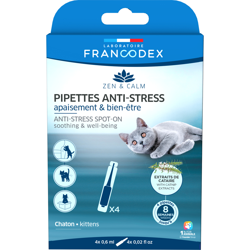 4 Pipettes anti-stress pour chaton