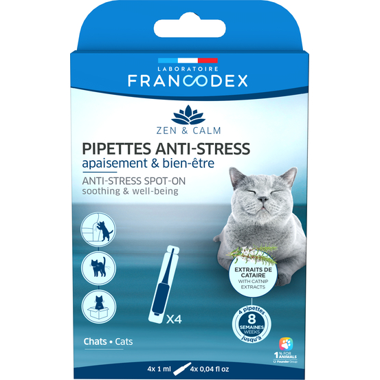 4 Pipettes anti-stress pour chat