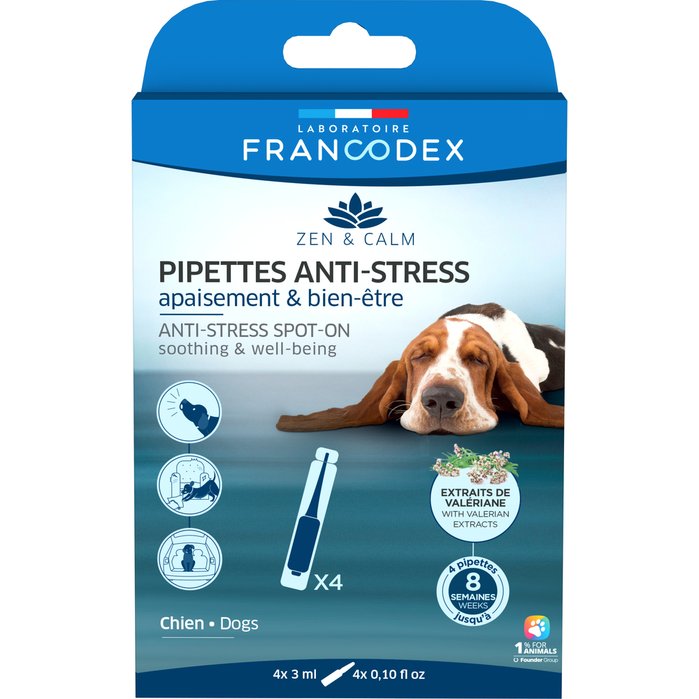 Pipettes anti-stress pour chien x4