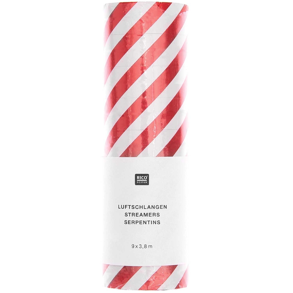 Serpentin en papier rouge et blanc pour décoration de Noël 3 m 80