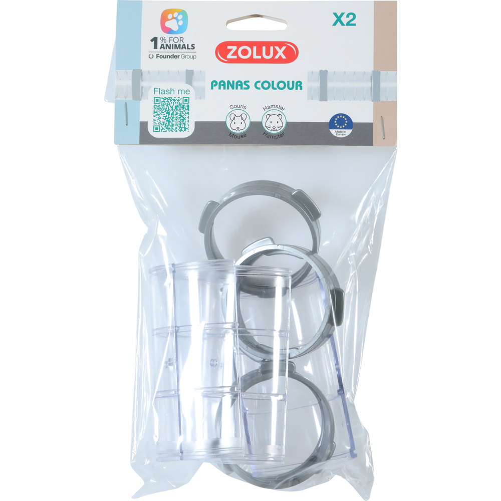 kit de connexion, 2 tubes droits d'habitation de rongeurs Panas Colour