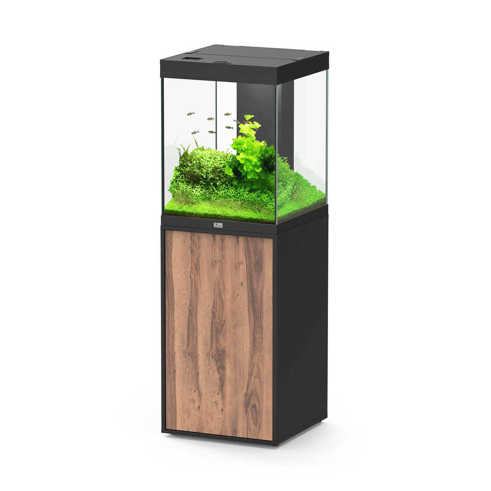 Ensemble Aquarium avec meuble Aqua Tower 163 Led équipé noir et bois
