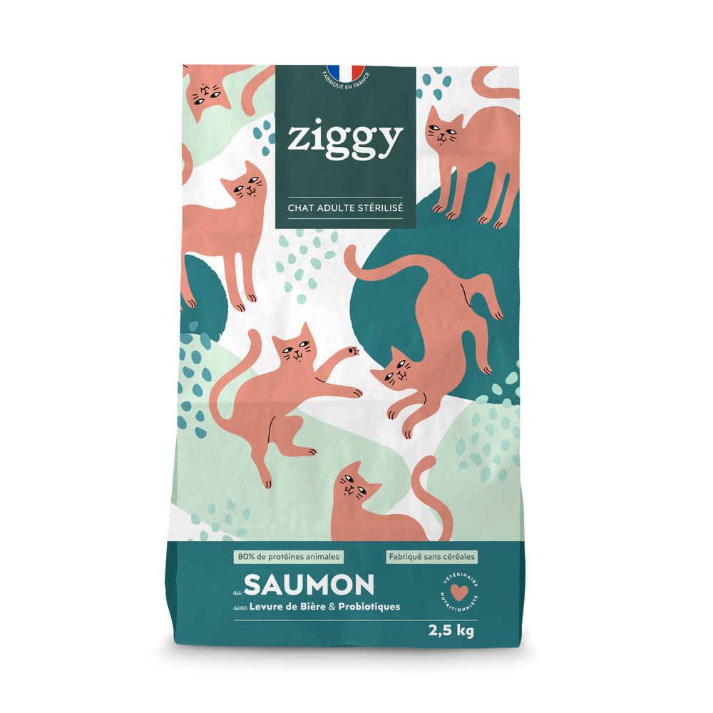 Croquettes pour chat adulte stérilisé au saumon 2,5kg